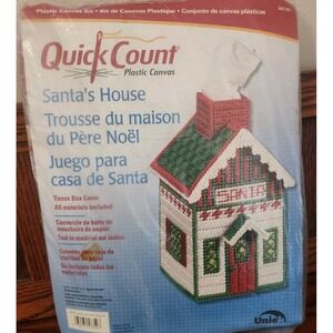 Christmas Tissue Box‎ Quick Count Plastic Canvas Kit Santas House Uniek NEW